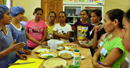 Mothers attending a nutrition class